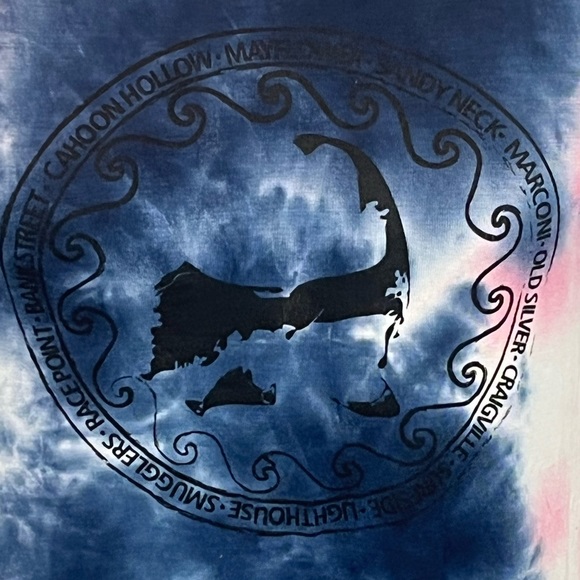 T. JAZELLE Cape Cod Beaches Blue Pink and White Tie Dye Tank Top-Medium - Picture 2 of 4